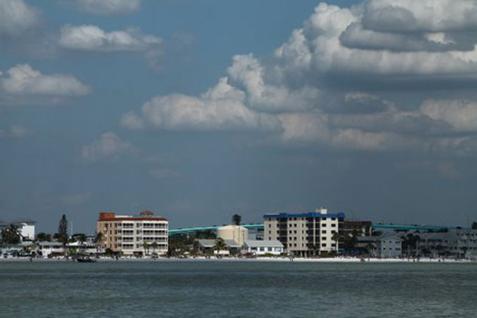 scenic view of fort myers beach bay and gulf from excursion boat